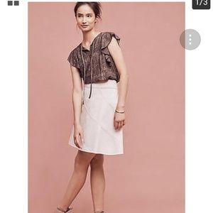 Anthro Hiche Olive Green Flutter Top